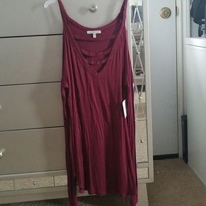 Burgundy cold shoulder top